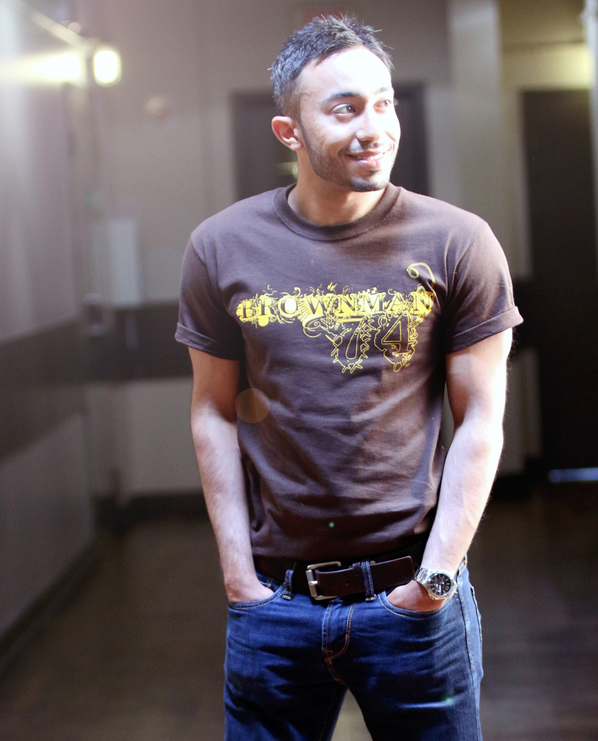brownman74 t.shirt worn by South Asian male model.